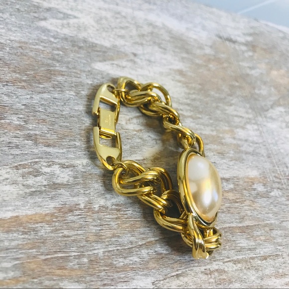 Vintage Napier Chain Link Pearl Bracelet - Picture 6 of 7